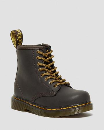 Dark / Brown Kids' Dr Martens Toddler 1460 Wildhorse Leather Lace Up Boots | CA 706OKI